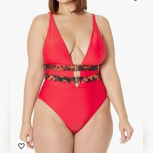 City Chic Vibeka One Piece Swimsuit NWT Size 20 Red